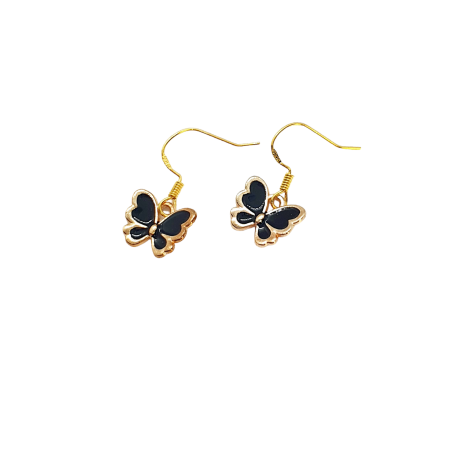 earrings metallic black butterflies
